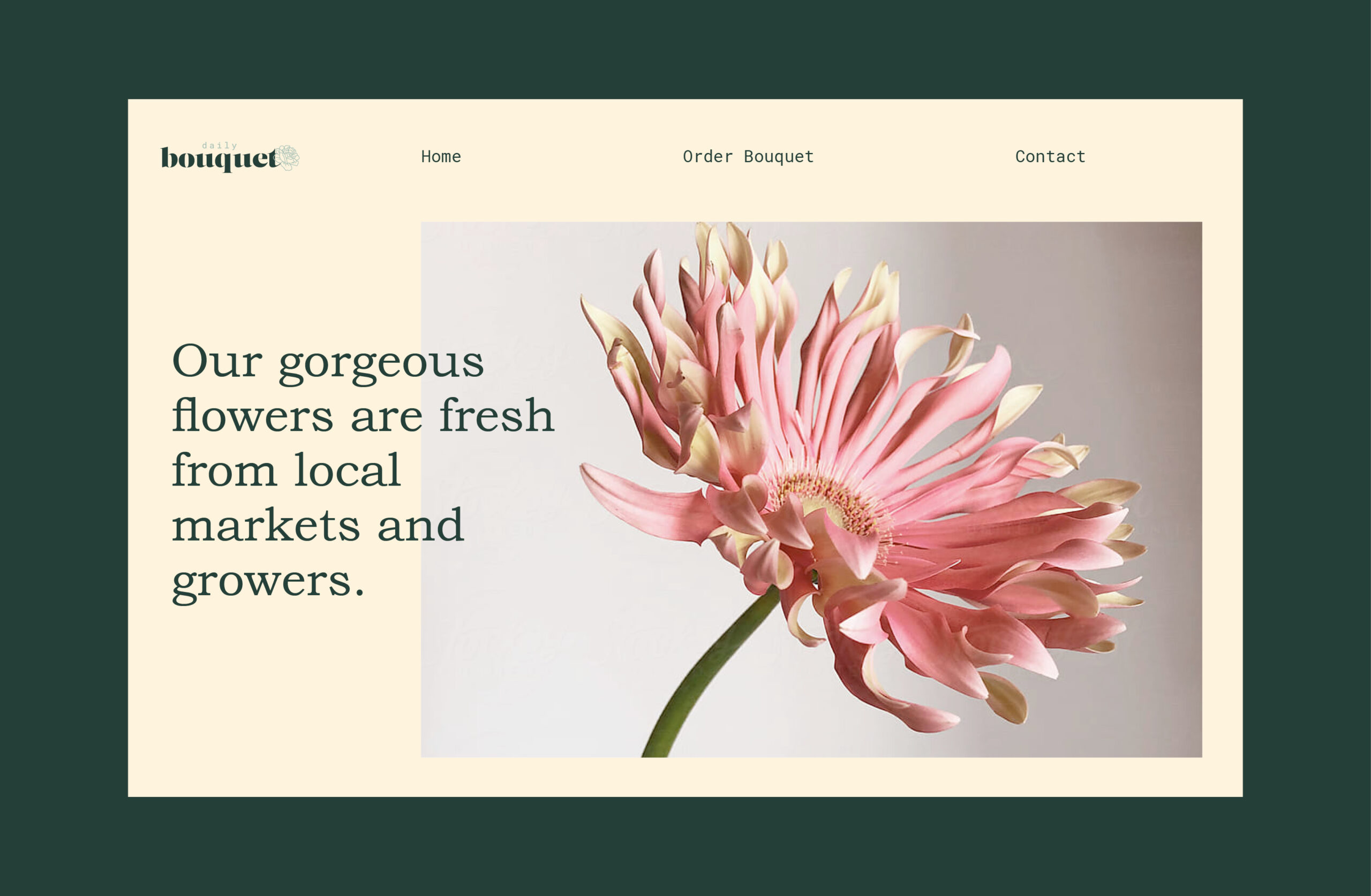 website layout designed for Daily Bouquet florist