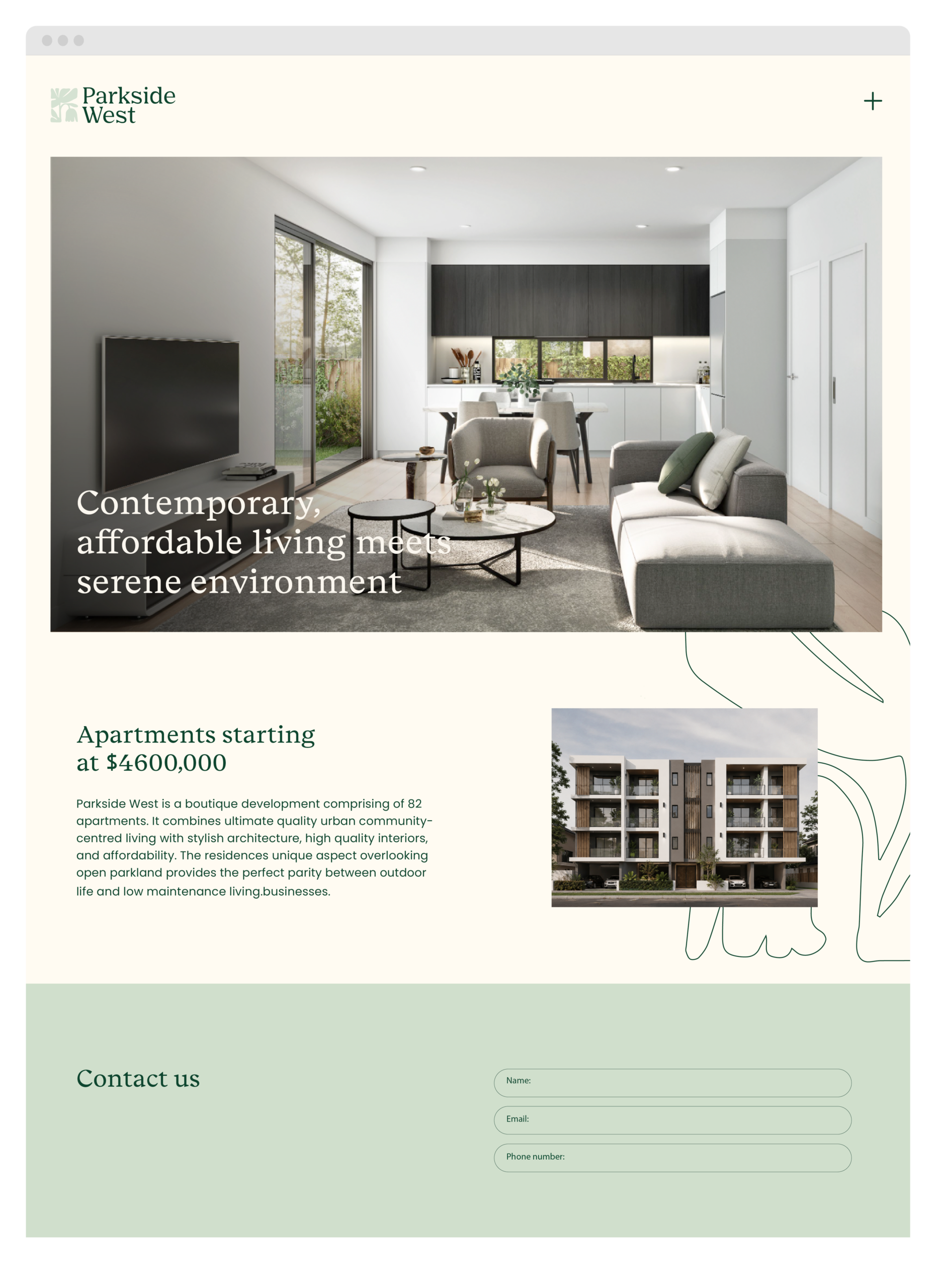 website page layout for parksdie west