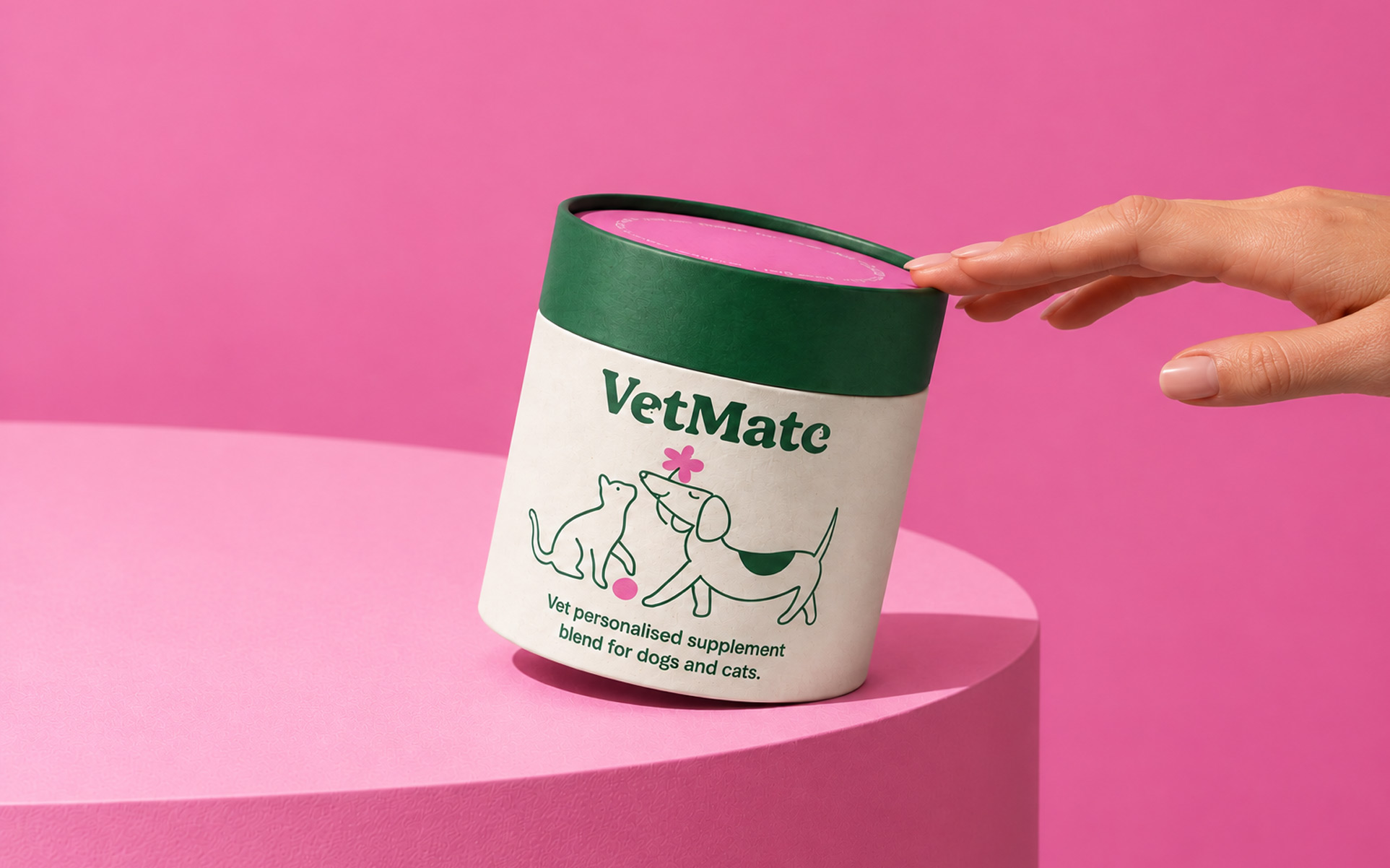 paper jar packaging design for on pink table